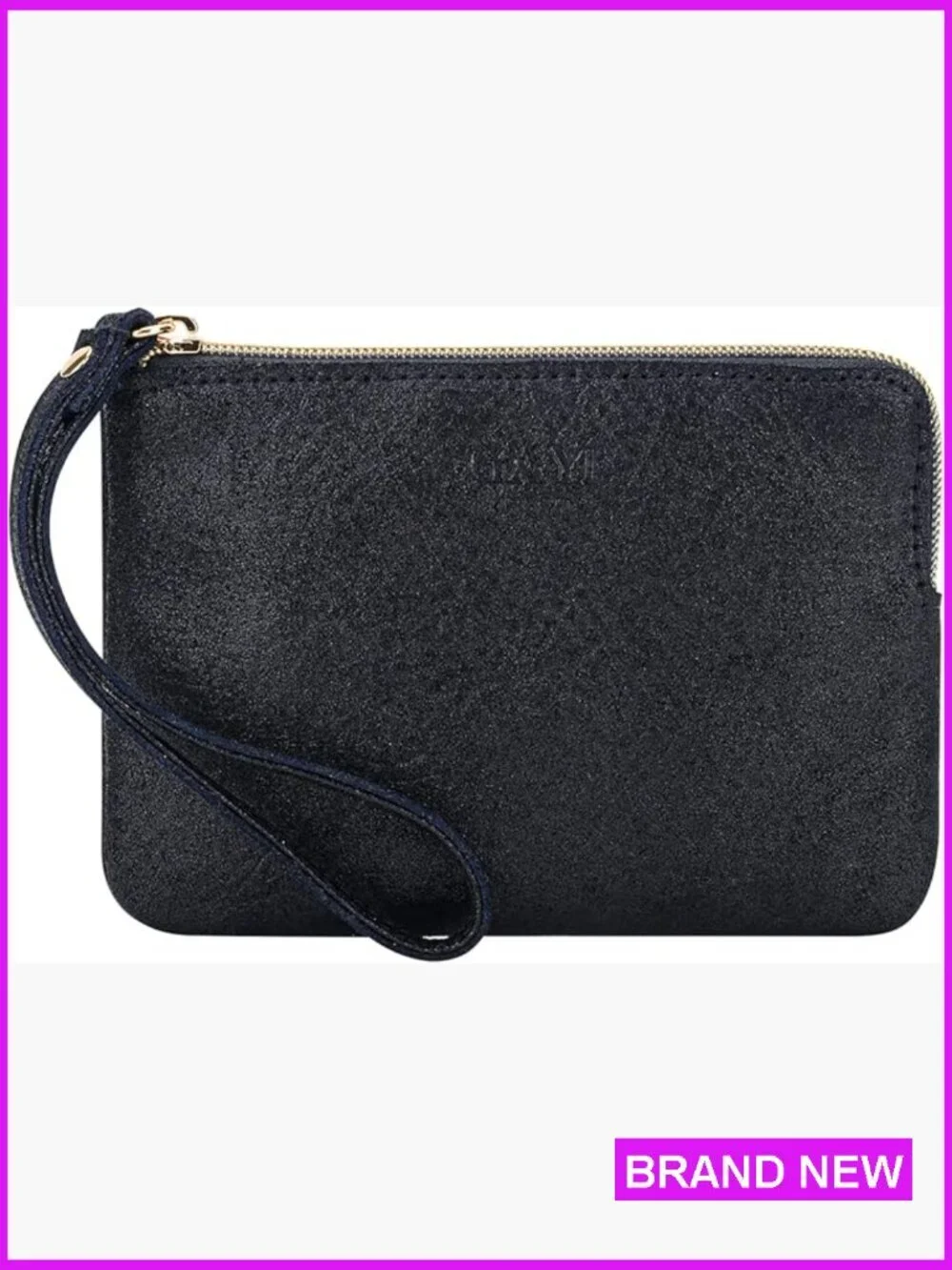 Leather Wristlet Purse Clutch Evening Bag Zip Closure Card Holder Pouch